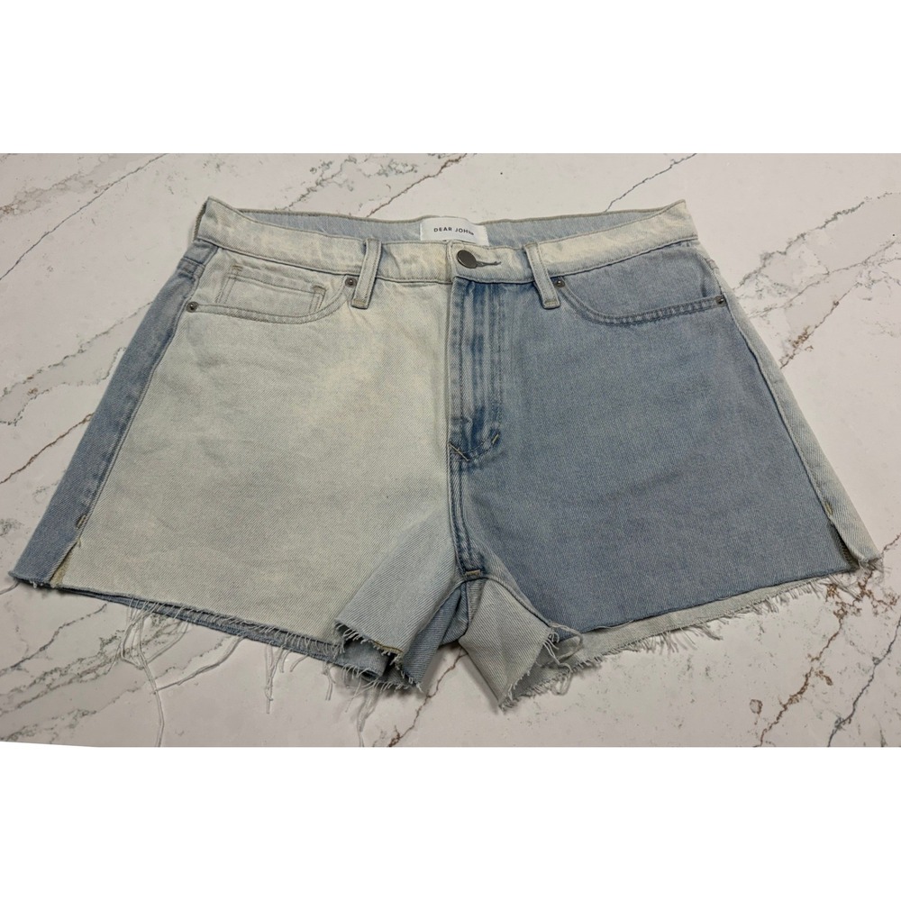 Dear John Light Wash Denim‎ Cut Off Shorts High Rise Frayed Hem Size 29